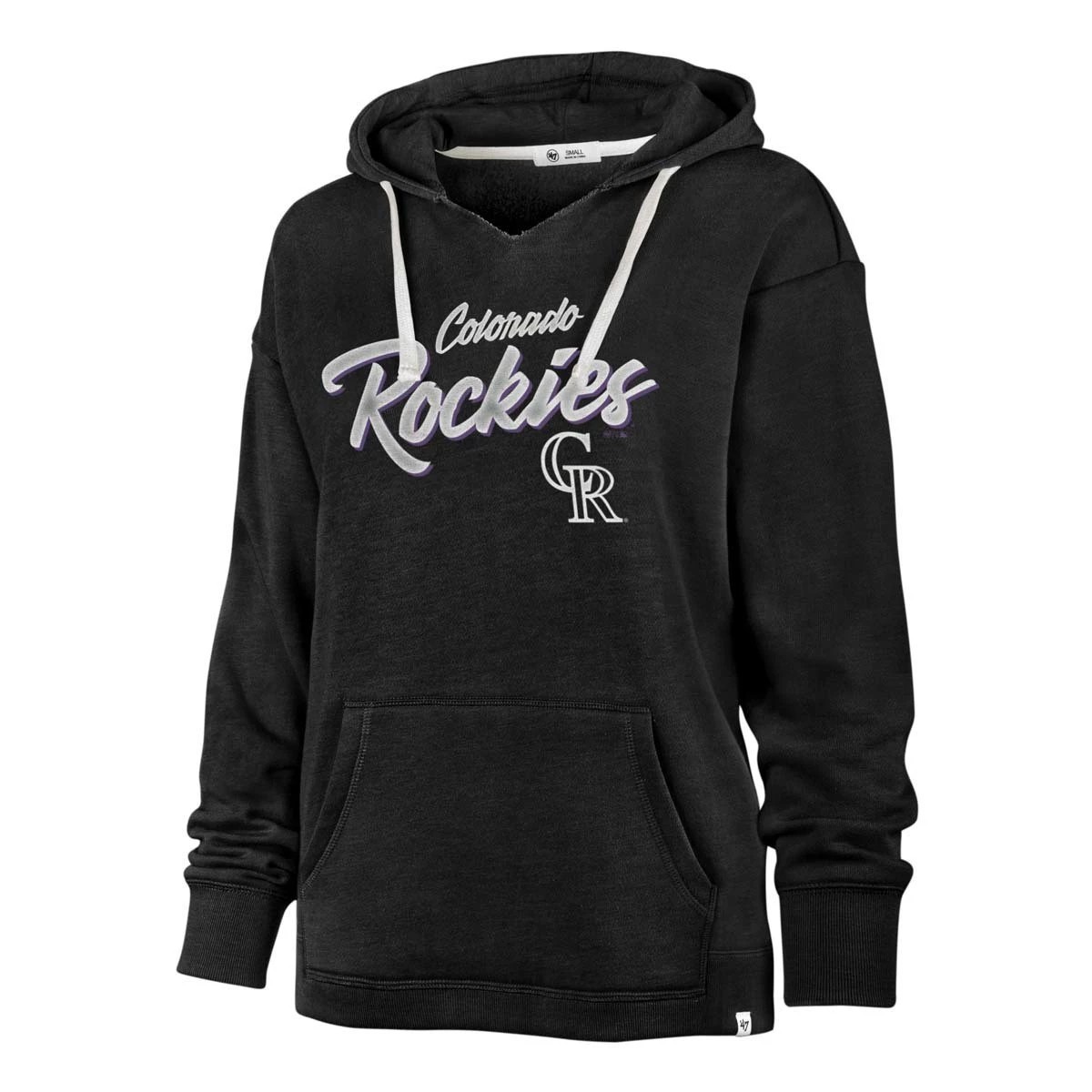 47 Brand Women's Colorado Rockies On Rise Kennedy Hoodie Black 3 47 Brand Women's Colorado Rockies On Rise Kennedy Hoodie Black - Image 3