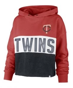 47 Brand Women's Minnesota Twins Lizzy Crop Hoodie Red