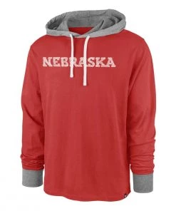 47 Brand Nebraska Cornhuskers Hooded Domino Long Sleeve Shirt Red