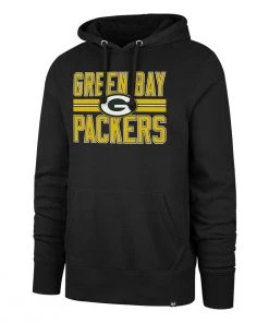 47 Brand Green Bay Packers Block Stripe Headline Hoodie Black