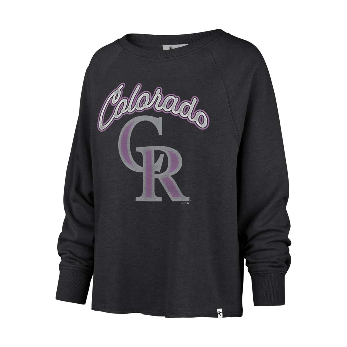 47 Brand Women's Colorado Rockies Sweetwater Kennedy Crewneck Sweatshirt Black 3 47 Brand Women's Colorado Rockies Sweetwater Kennedy Crewneck Sweatshirt Black - Image 3