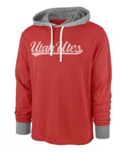 47 Brand Utah Utes Hooded Domino Long Sleeve Shirt Red