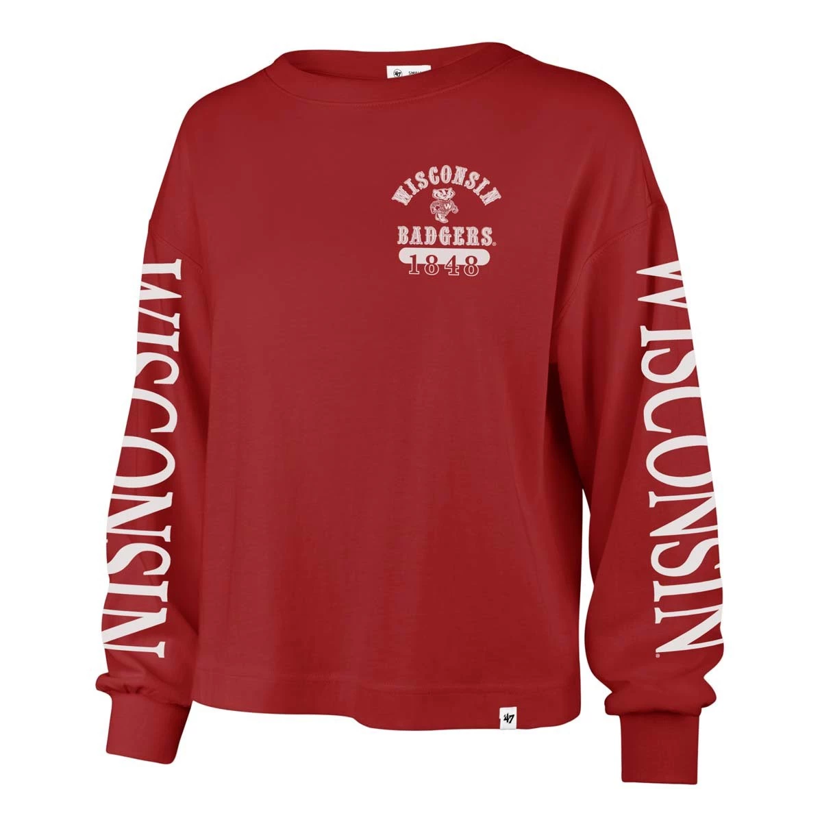 47 Brand Women's Wisconsin Badgers Marlow Bell Long Sleeve Shirt Red 3 47 Brand Women's Wisconsin Badgers Marlow Bell Long Sleeve Shirt Red - Image 3