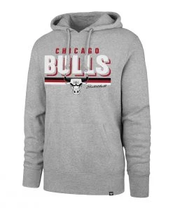 47 Brand Chicago Bulls Stripe Headline Hoodie Grey Heather