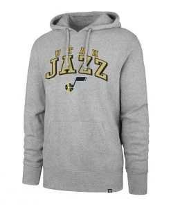 47 Brand Utah Jazz Double Decker Logo Hoodie Grey Heather