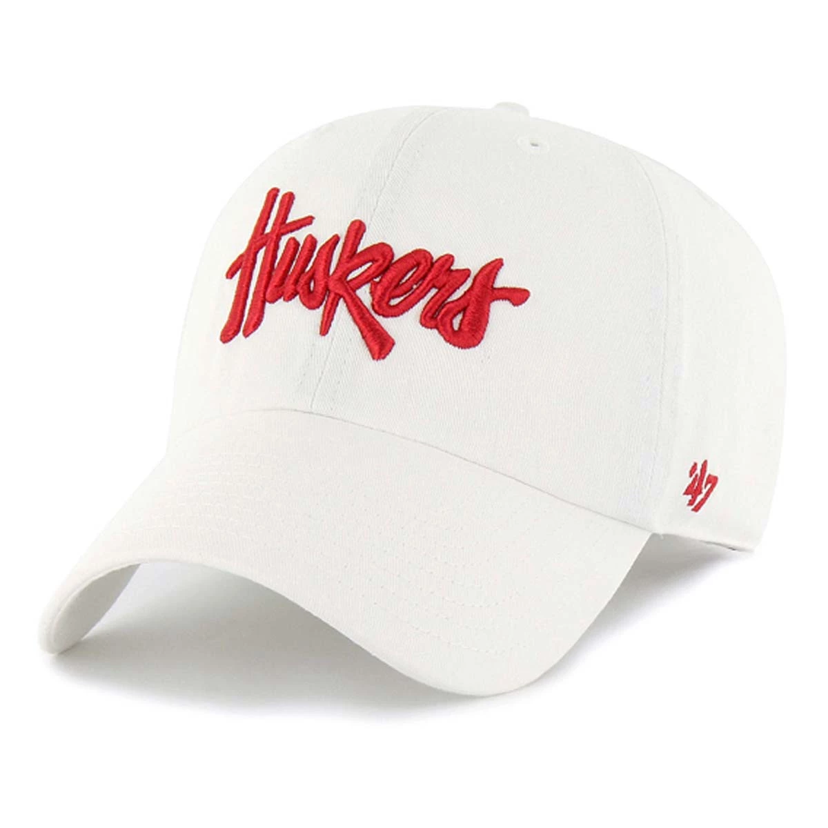 47 Brand Nebraska Cornhuskers Script Cleanup Hat White 1 47 Brand Nebraska Cornhuskers Script Cleanup Hat White